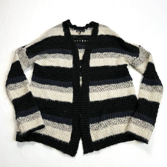 HOUSE of HARLOW 1960 Striped Cardigan Mixed Stitch Wool Sweater Women's One Size - Picture 1 of 9
